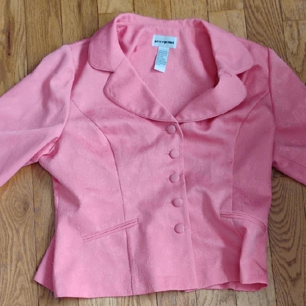 Perceptions CORAL DAMASK Tailored Blazer with Notched Lapel Sz XL